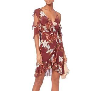 Nicholas Celeste Floral Silk Ruffled Feminine Mini Dress, Size 4